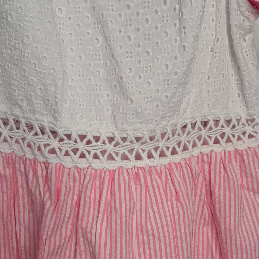 Lilly Pulitzer Women's White Lace and Pink Striped Dress - Picture 3 of 9